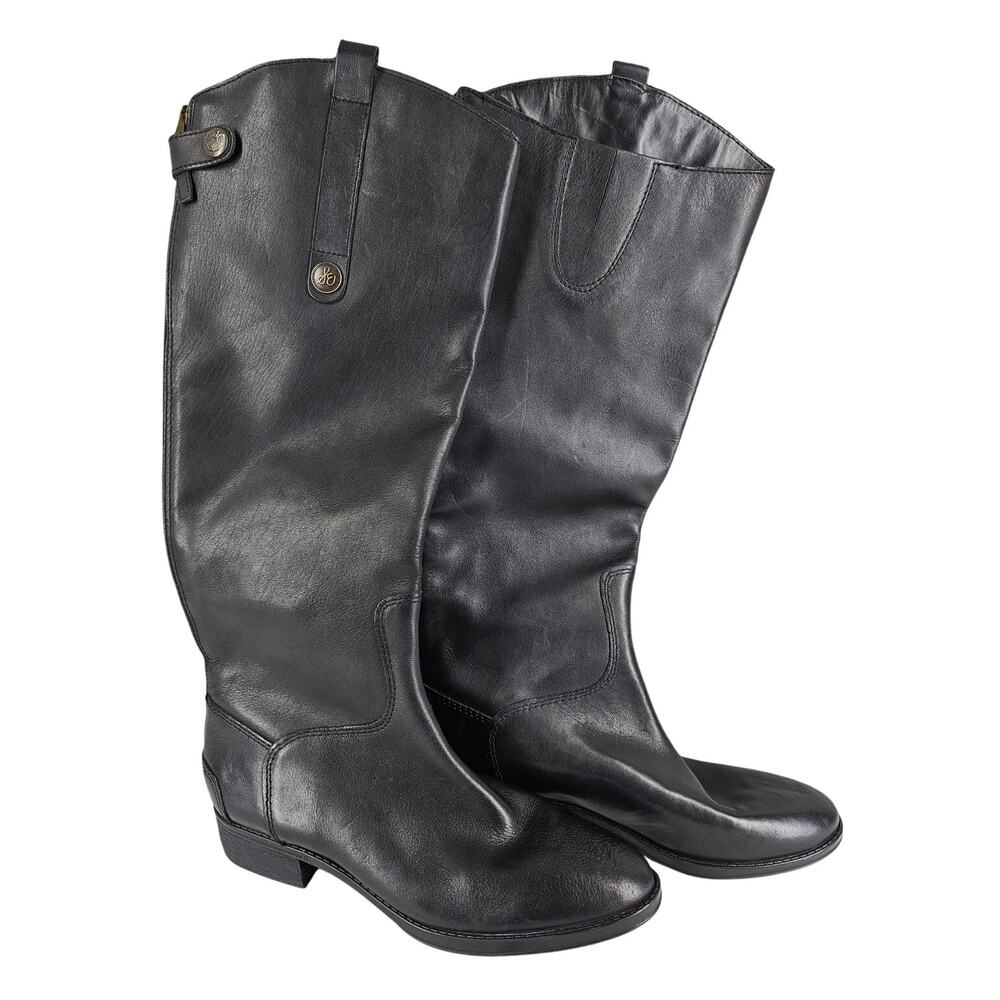SAM EDELMAN WOMENS BLACK LEATHER RIDING BOOTS PENNY 2 STYLE SIZE 6.5M